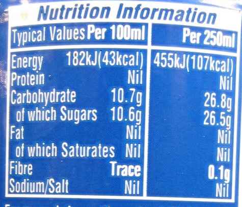 Pepsi - Información nutricional - en
