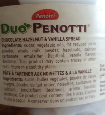 Duo Penotti - Tableau nutritionnel