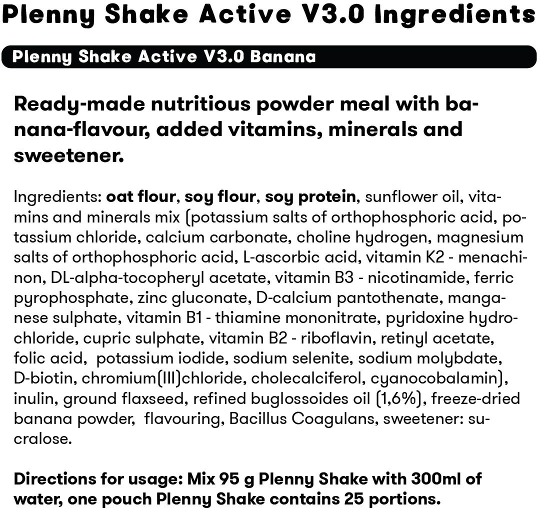 Plenny Shake Protein - Ingrédients - en
