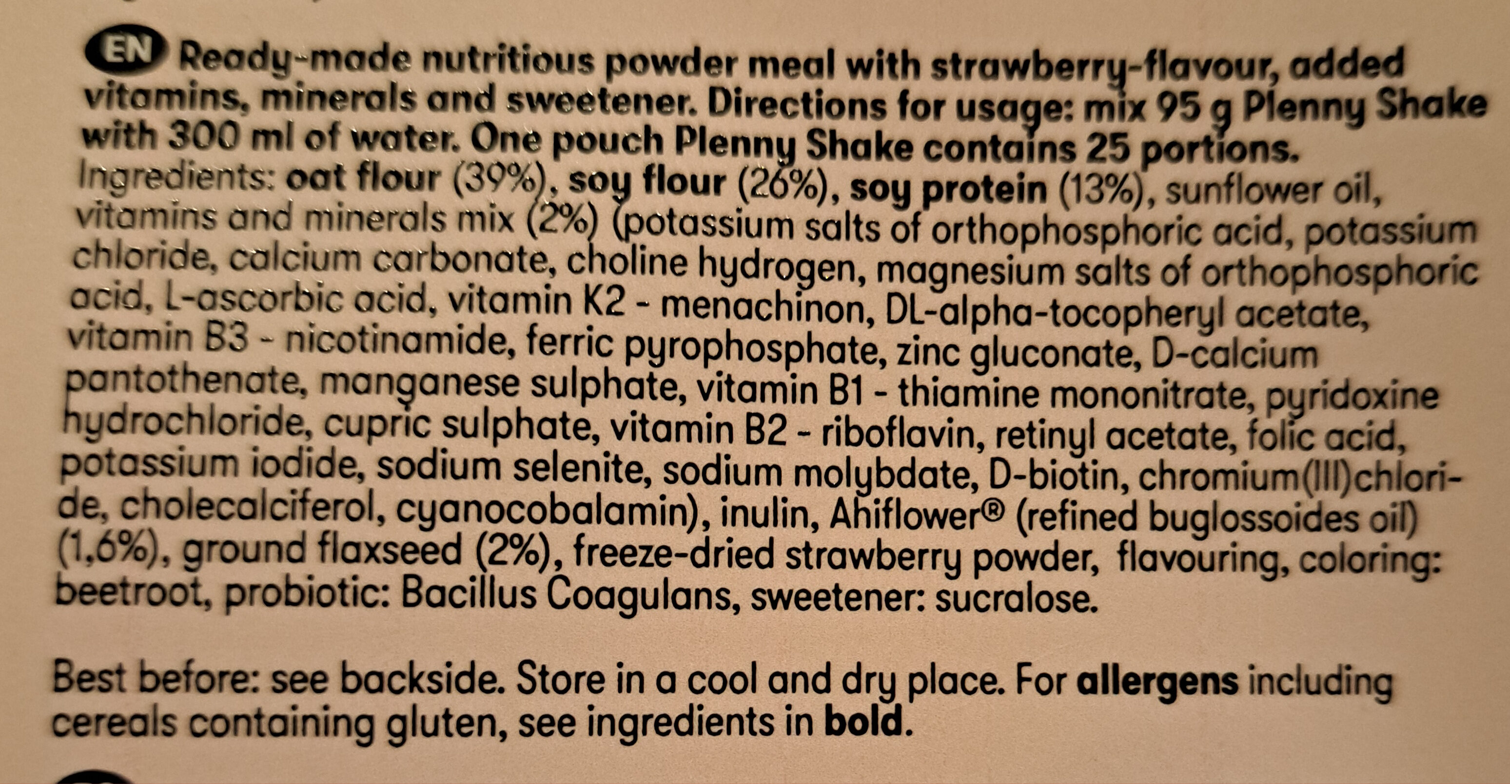 Plenny Shake Active Strawberry V3.0 - Ingredienti - en