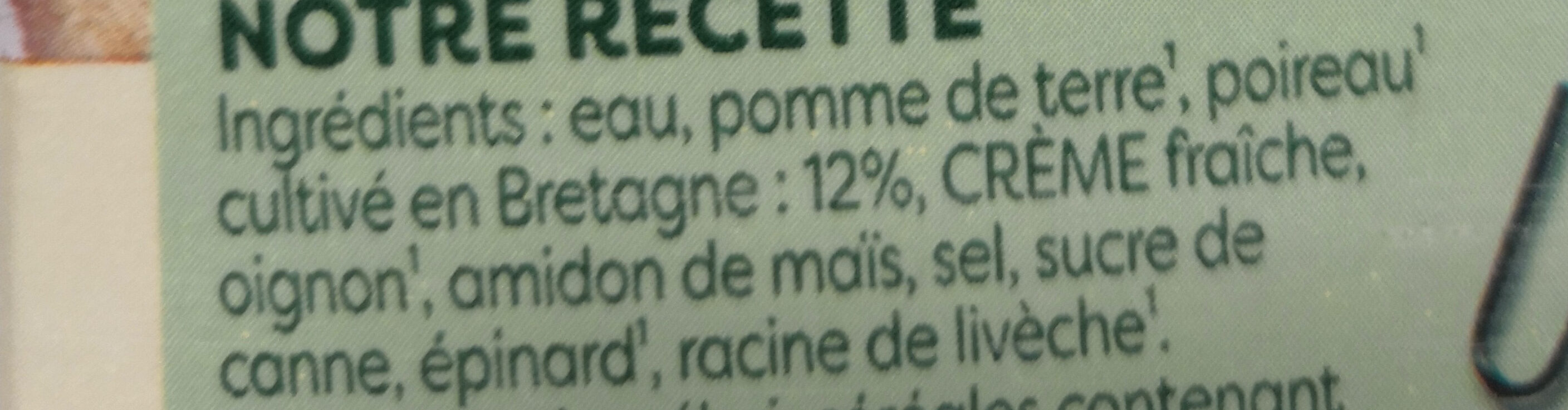 Knorr Soupe Liquide Velouté de Poireaux Français 1L - Ingrédients