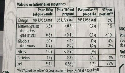 Knorr Soupe Déshydratée Bio Pot Au feu 2 Portions - 35g - Näringsfakta - fr