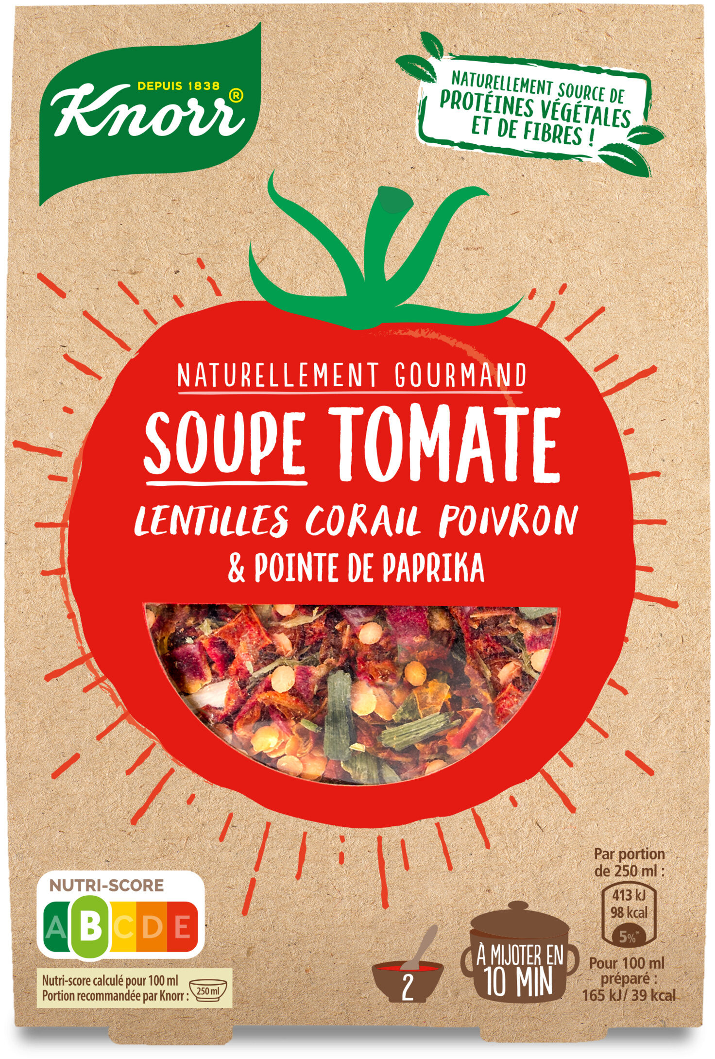 Knorr Naturellement Gourmand Soupe Déshydratée Tomate et lentilles corail - Product - fr