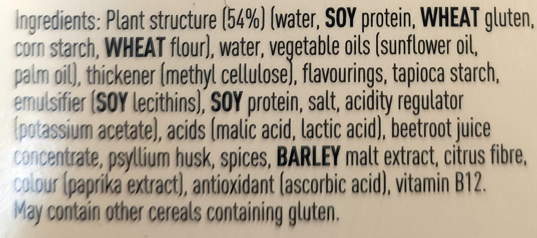Patty on the back - Ingredients