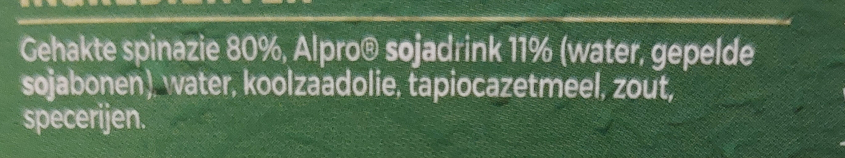 Spinazie met Alpro 100% plantaardig - Ingrédients - nl