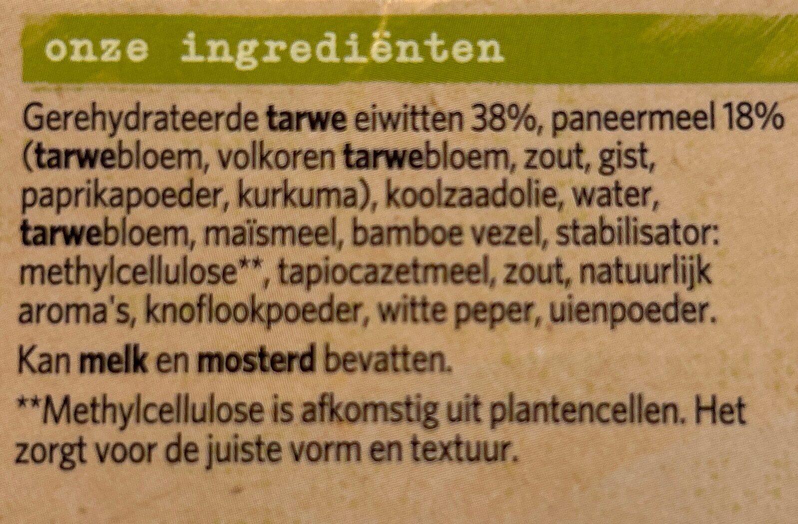 Vegetarische nuggets - Ingredientes - nl