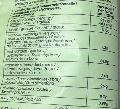 Wasabi rice chips - Información nutricional