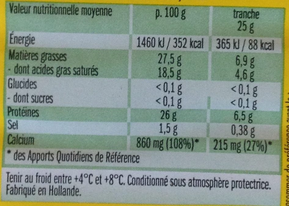 leerdammer - Nutrition facts - fr