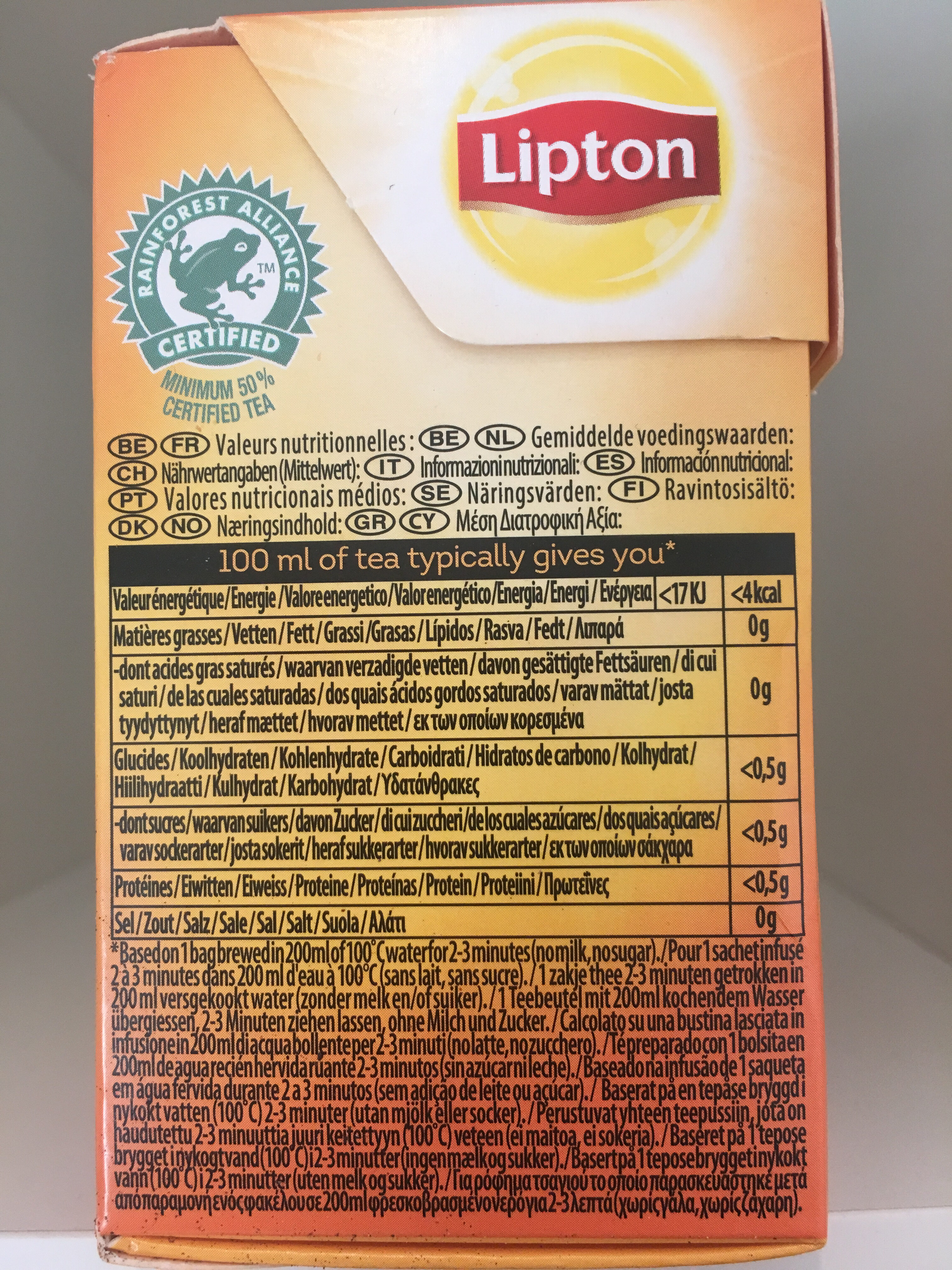 Tea vanilla caramel - Informació nutricional - en