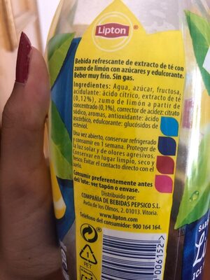 Lipton Zero Azúcar Limon - Ingredients