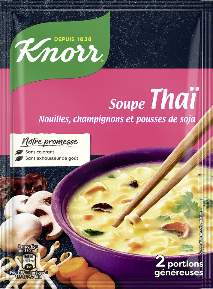 Soupe Thai  (Nouilles, champignons et pousses de soja)  د تای سوپ - Recycling instructions and/or packaging information - fr
