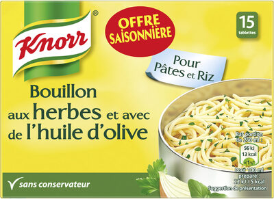 Knorr Bouillon Cube Herbes et Huile D'Olive Puget - Offre Saisonnière - 15 Tablettes - 150g - Producto - fr