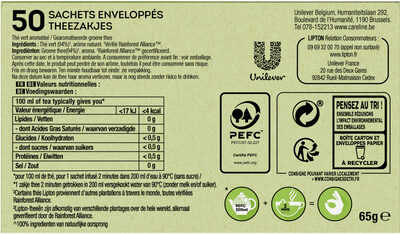 Lipton Thé Vert Classique Goût Léger & Subtil 50 Sachets - Ingrediënten - fr