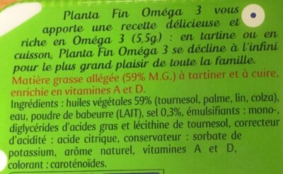 Planta fin Oméga 3 - Ingredients - fr