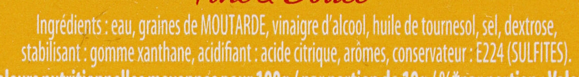 AMORA Moutarde Douce Verre TV 190g - Ingredients - fr