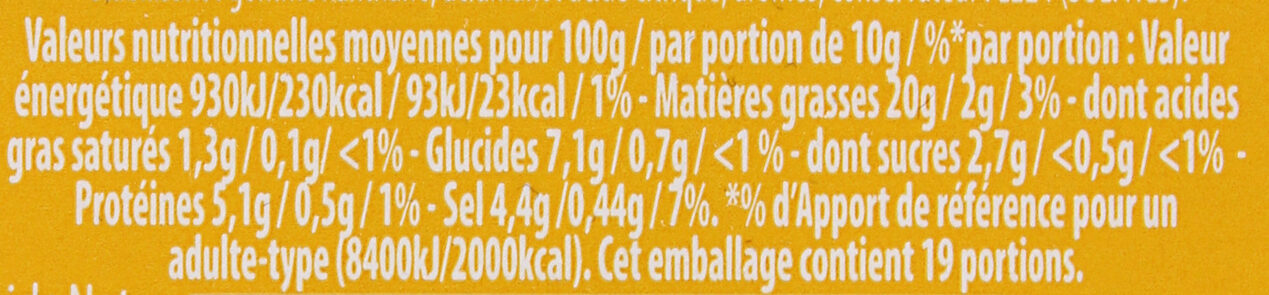AMORA Moutarde Douce Verre TV 190g - Nutrition facts - fr