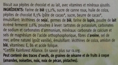 Biscuits lait chocolats - Ingrédients