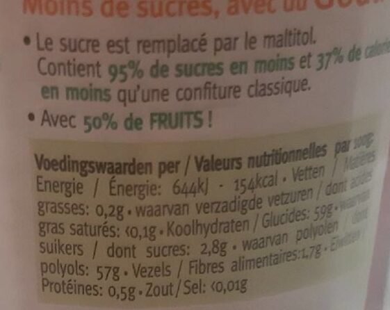 Cereal Jam Aardbei En Framboos - Tableau nutritionnel