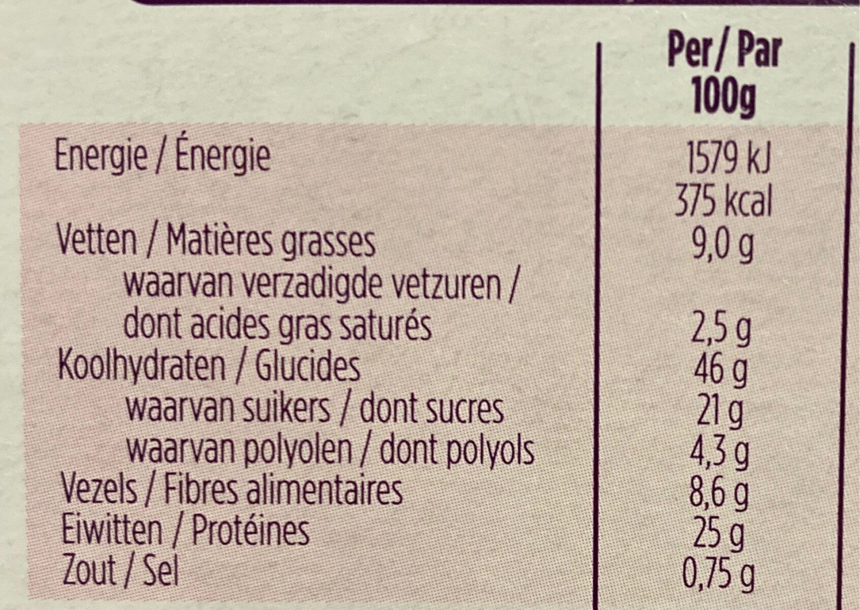 Lunch Bar Hyperprotéinée Céréales Et Pépites De Chocolat - Nutrition facts - fr