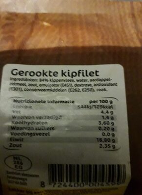 Gerookte kipfilet - المكونات - nl