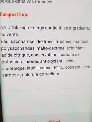 AA Drink - Ingrédients