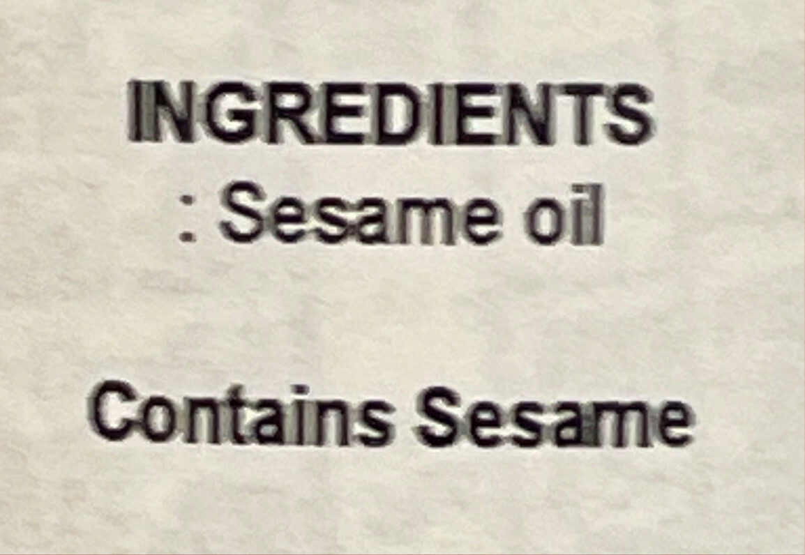 Premium Sesame Oil - Ingredients