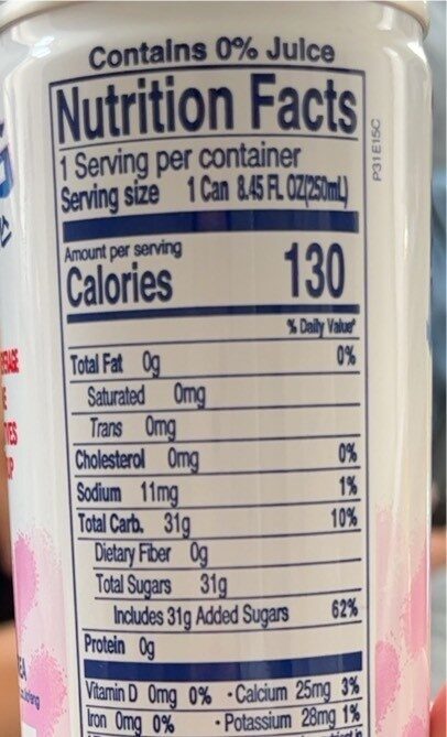 Milkis strawberry - Nutrition facts