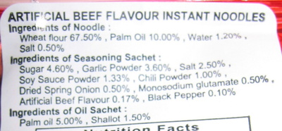 Instant Noodles Casserole Beef Flavour - Ingredients