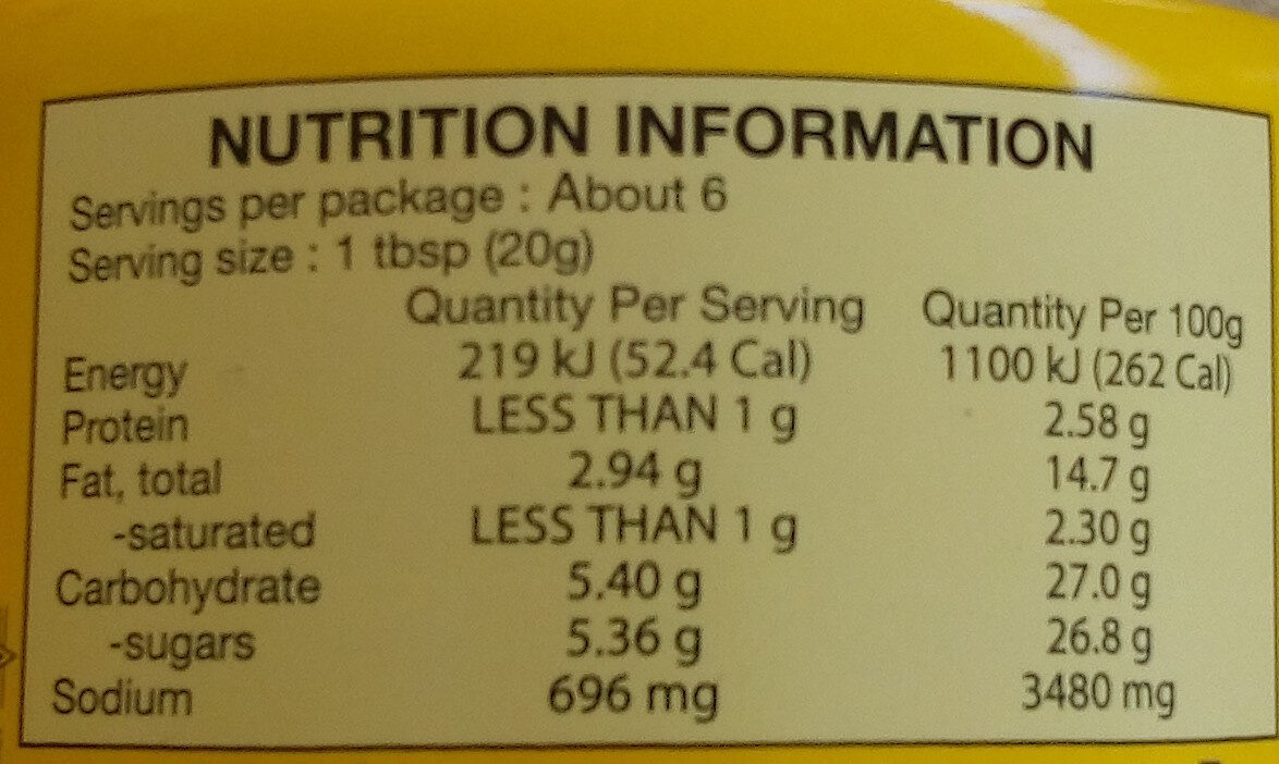 Maesri Masaman Curry Paste - Nutrition facts