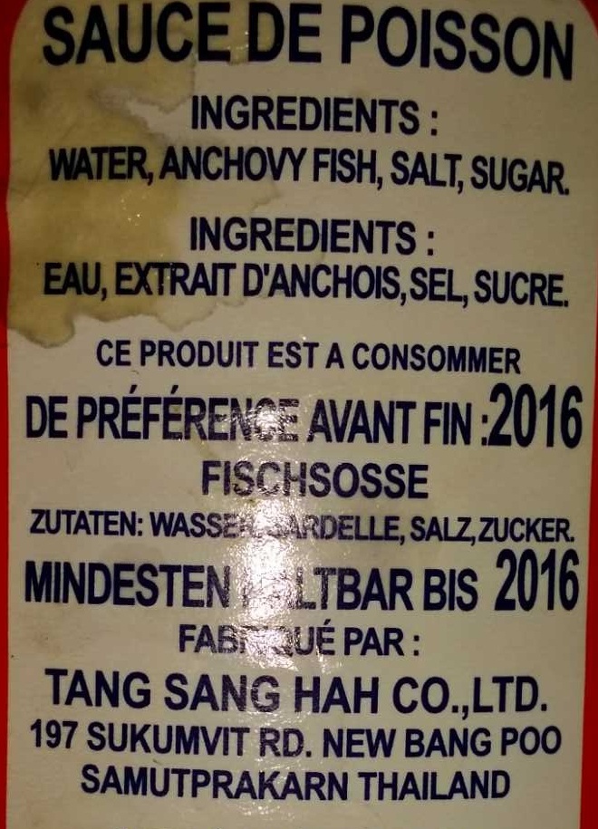 Fish Sauce Nuoc mam - Ingredients - fr