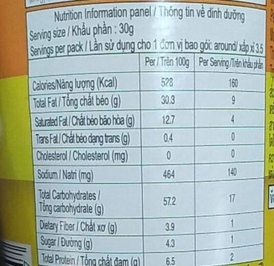Lay's stax - Nutrition facts - th