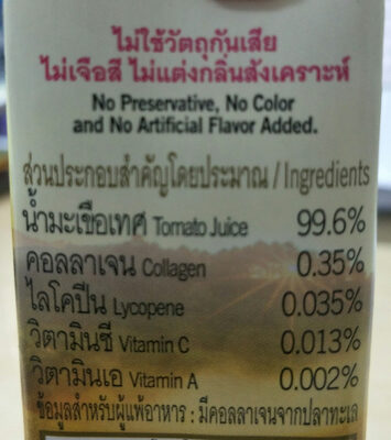 น้ำมะเขือเทศ99% - Ingredients - th