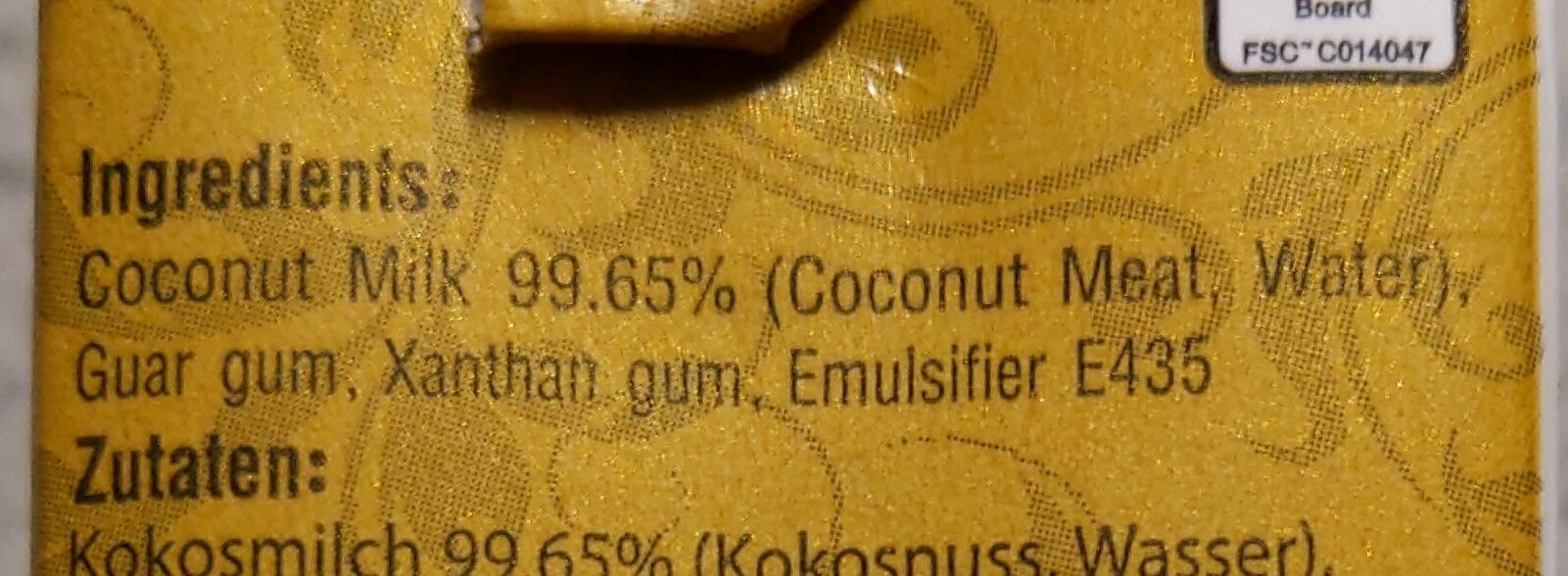 Coconut milk - Ingredienser - en