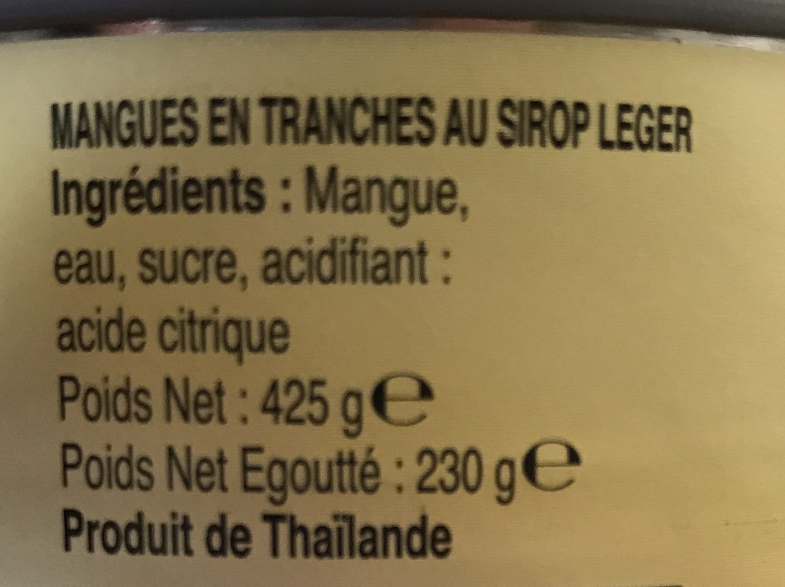 Mangue - Ingredients - fr