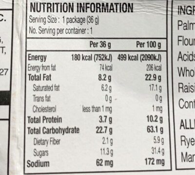 Pocky Wholesome - Nutrition facts
