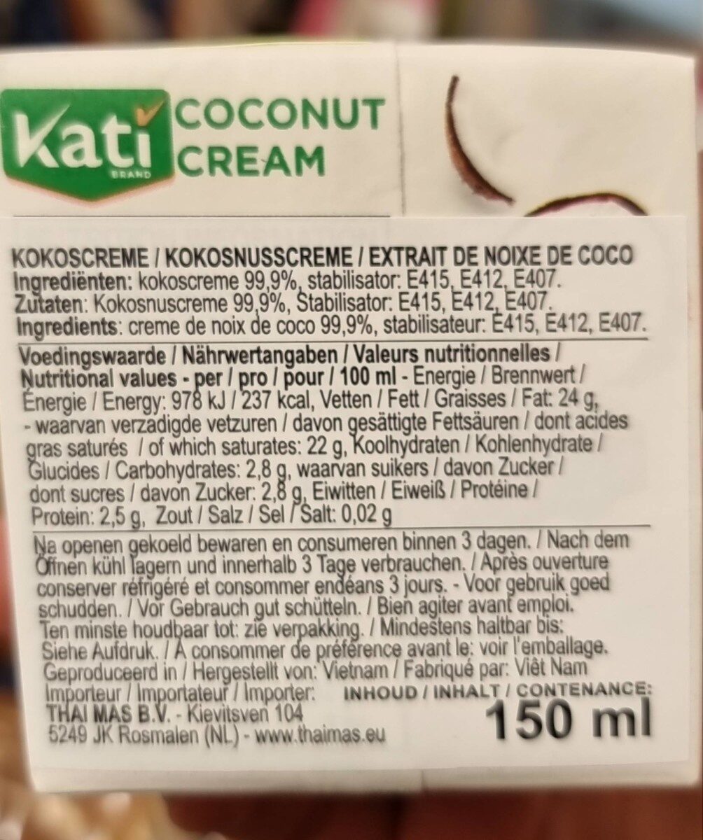 Katie crème coco - Voedingswaarden - ru