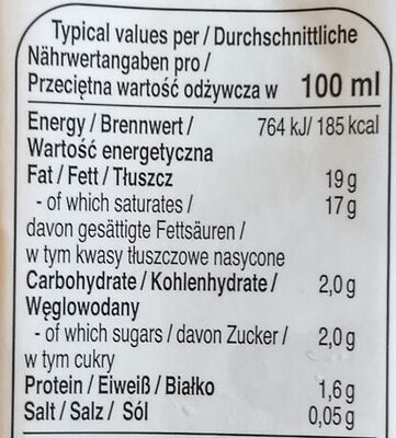 Kokosové mléko 250ml - Nährwertangaben