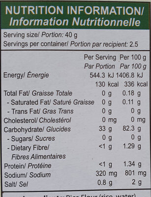 Rice Paper - Nutrition facts