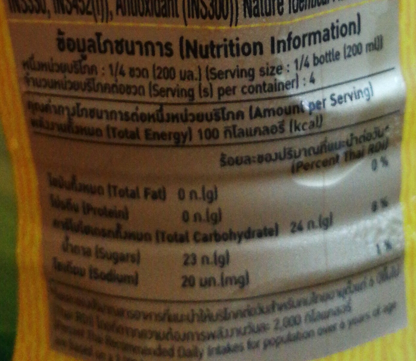 Thé froid - Nutrition facts