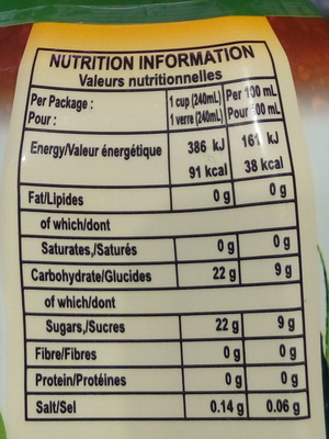 Aloe Vera Drink Coconut Flavour - Nutrition facts