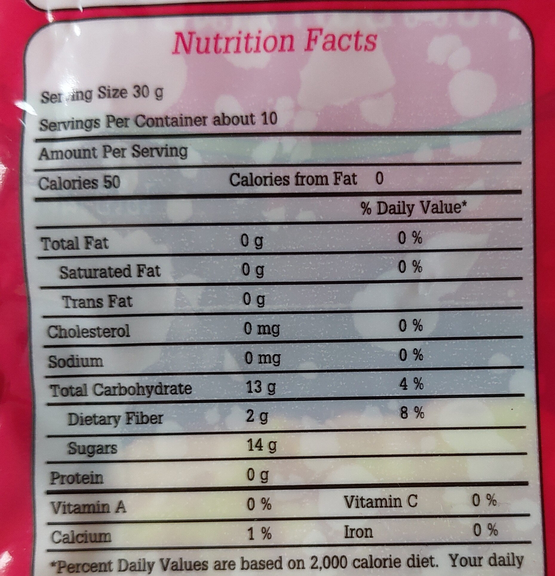 ไชโป้วหวาน ชนิดเส้น - Nutrition facts - th
