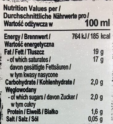 Lait de coco premium saveur - Wartości odżywcze