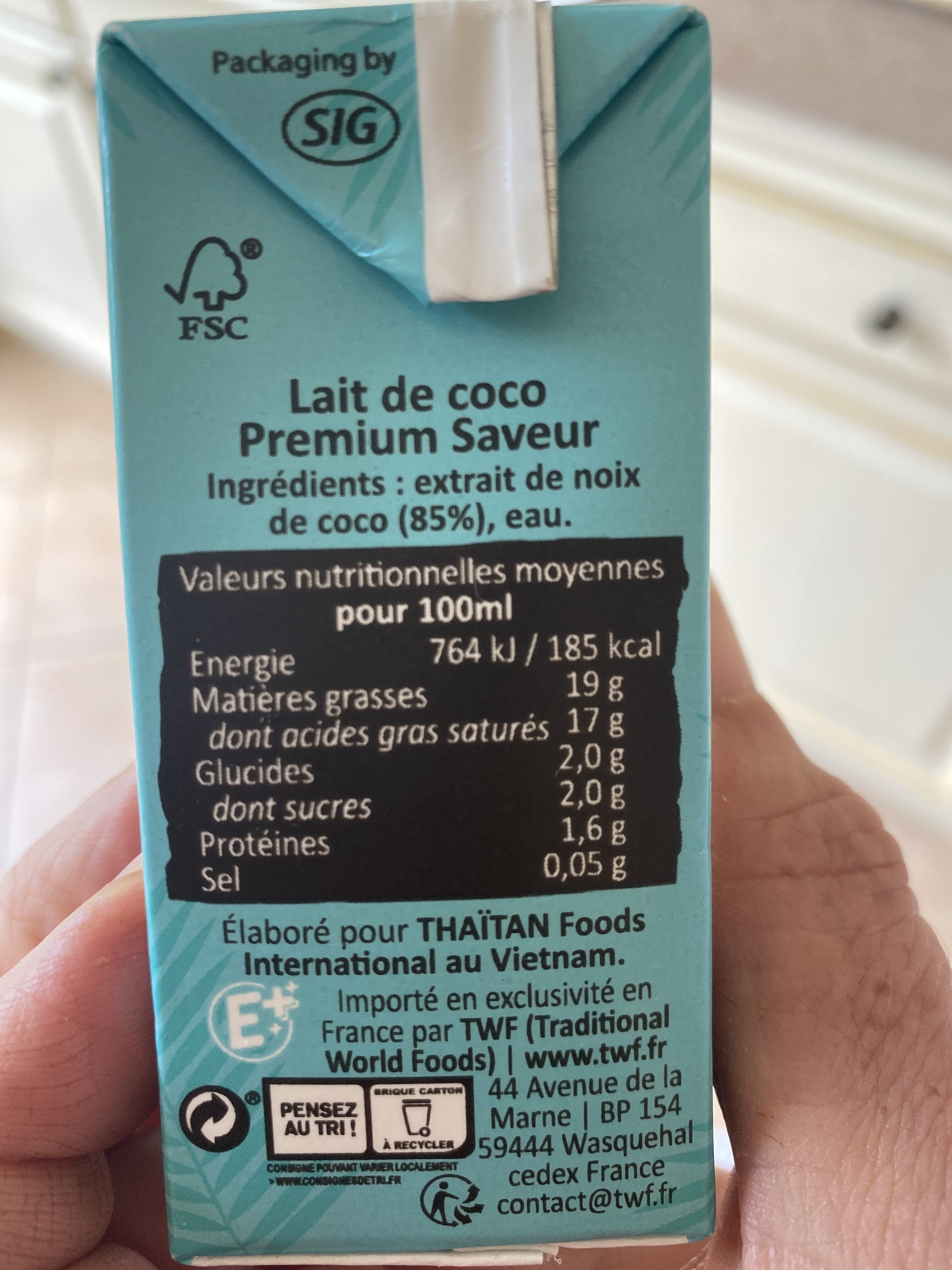 Lait de coco - Ingrédients