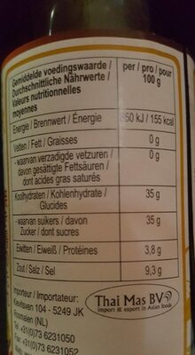 Yakitori Sauce, Maxchup, 150 ML - Tableau nutritionnel