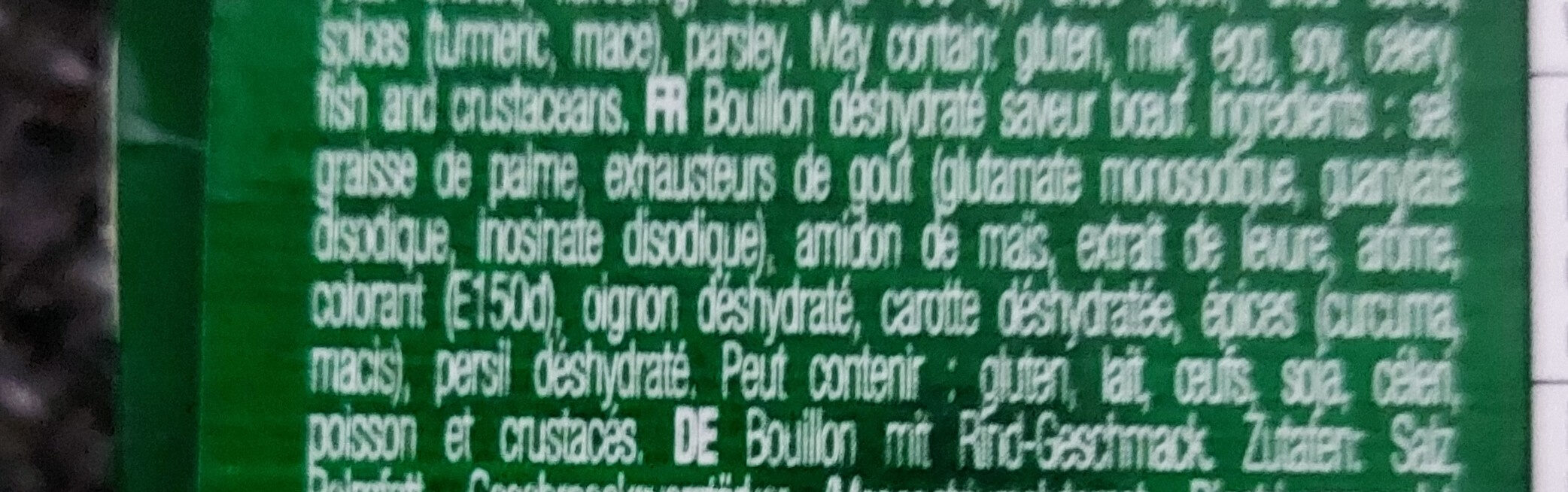 Bouillon déshydraté saveur boeuf - المكونات - fr