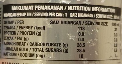 Schweppes Tonic - Nutrition facts - fr
