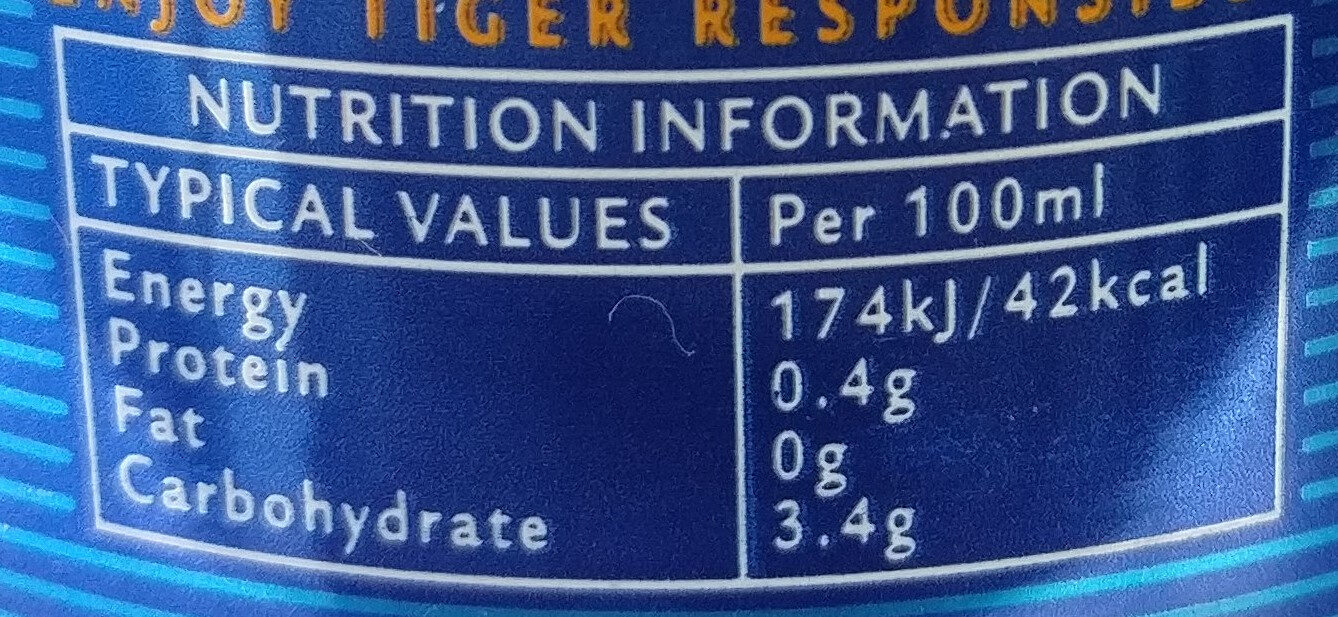 Asian lager - Nutrition facts