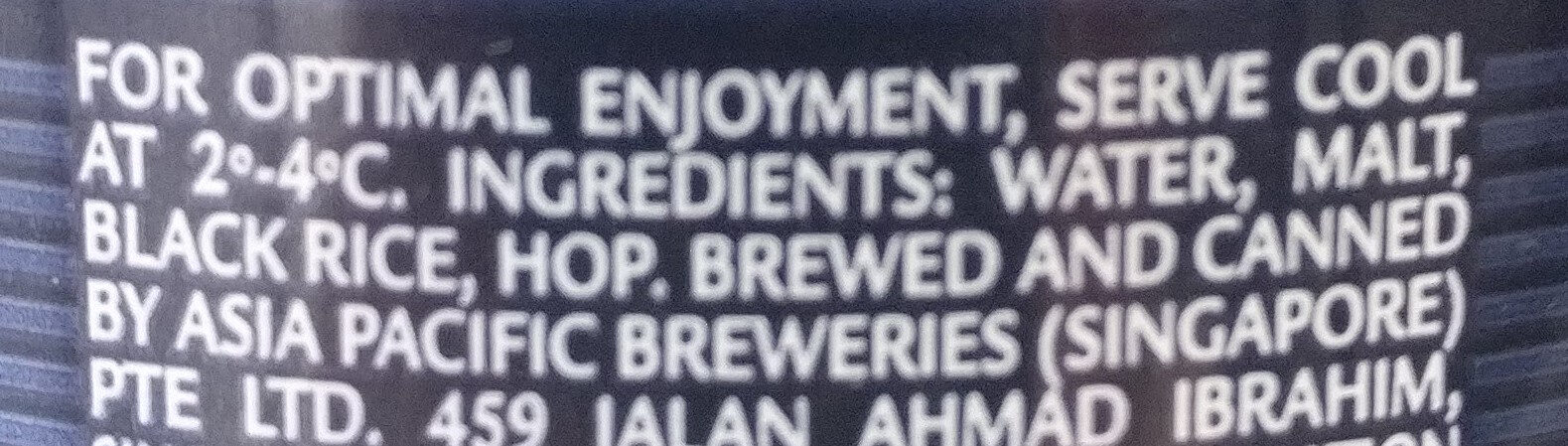 Black beer - Ingredientes - en