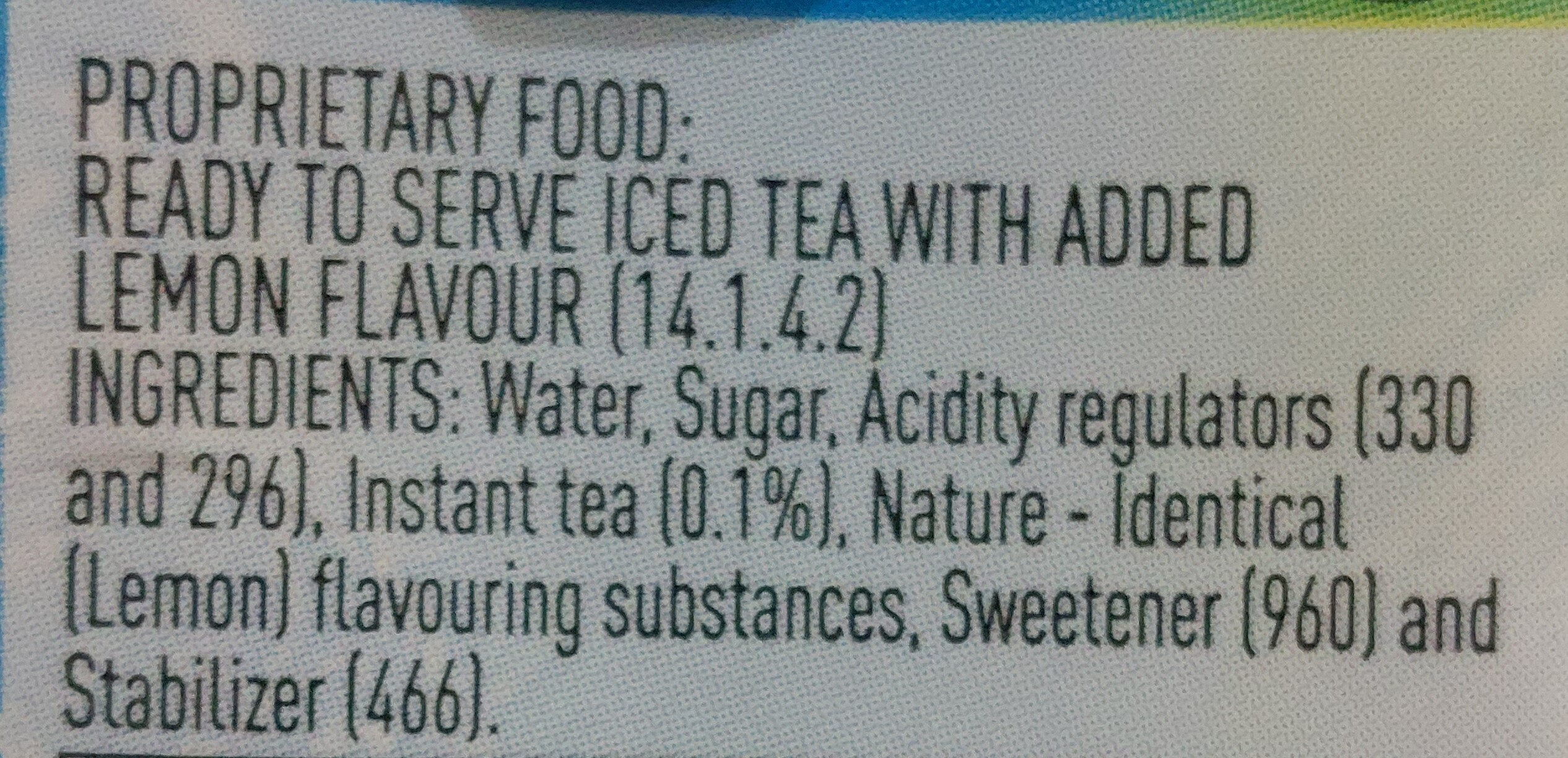 Nestea Iced Tea Lemon flavour - Ingredients