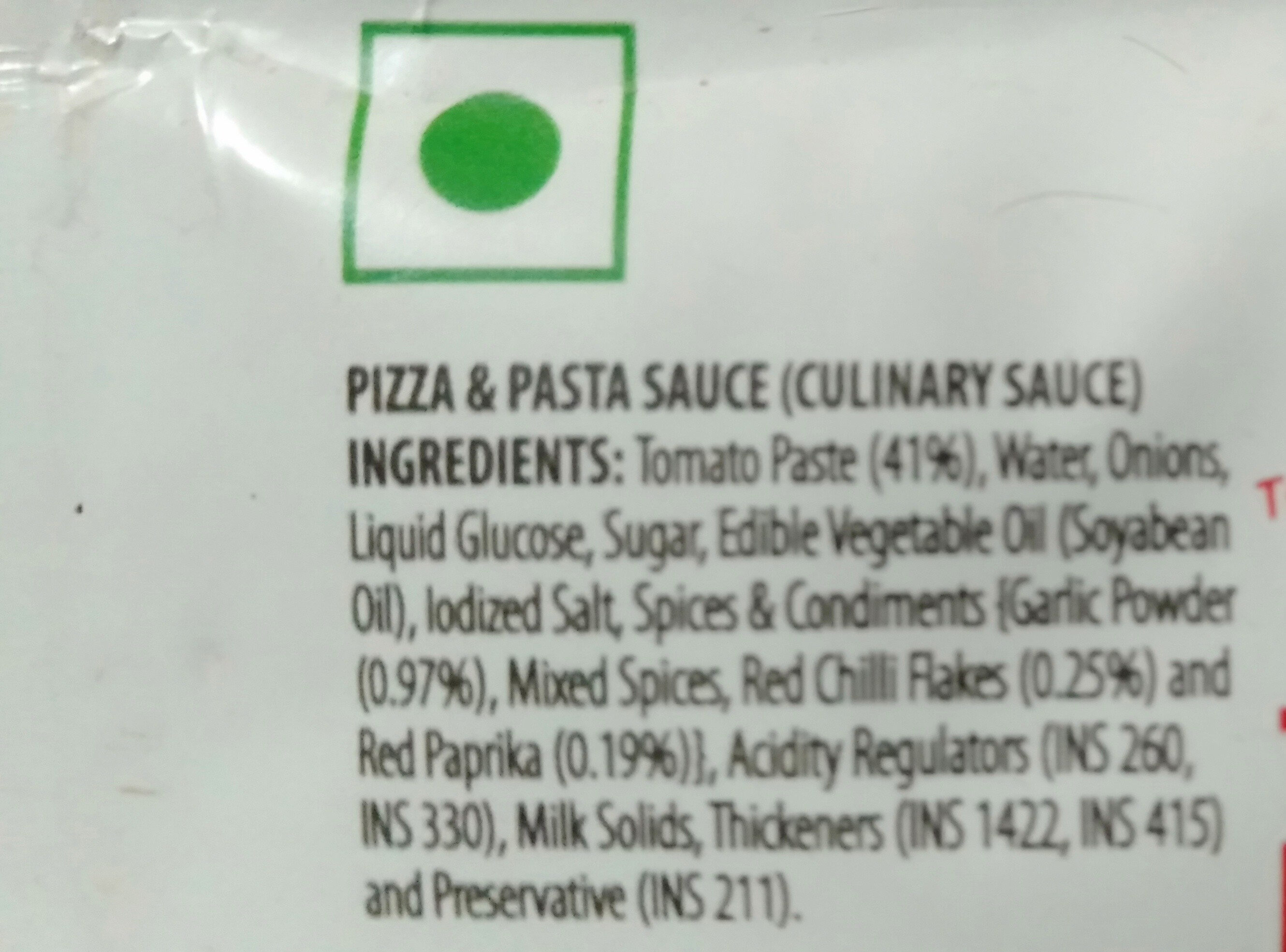 Pizza and pasta sauce - Ingredients